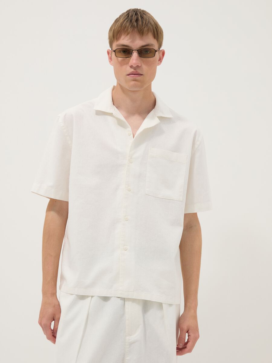 White linen-cotton blend shirt_1