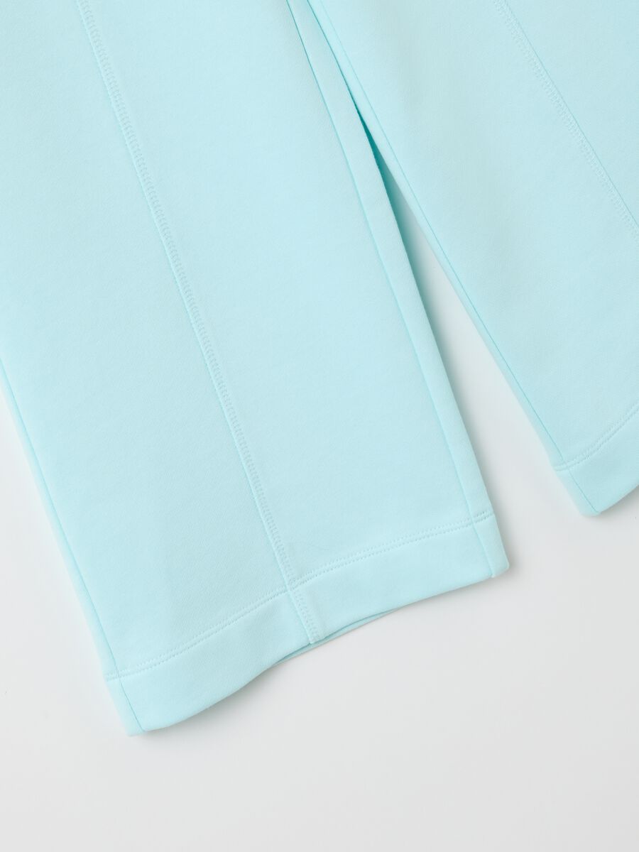 Sky blue wide leg jogger trousers for girls in pure cotton_3
