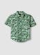Camicia verde in puro cotone con stampa tropicale over fit_0