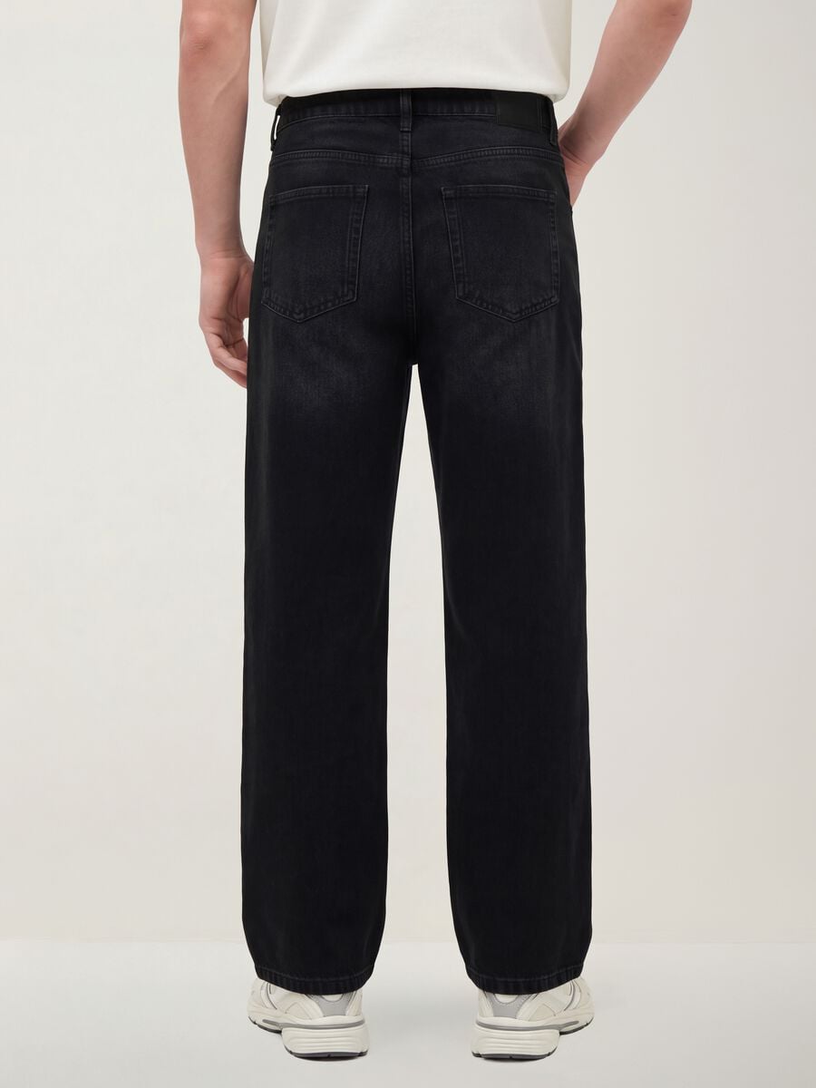 Jeans denim neri wide leg in puro cotone_2