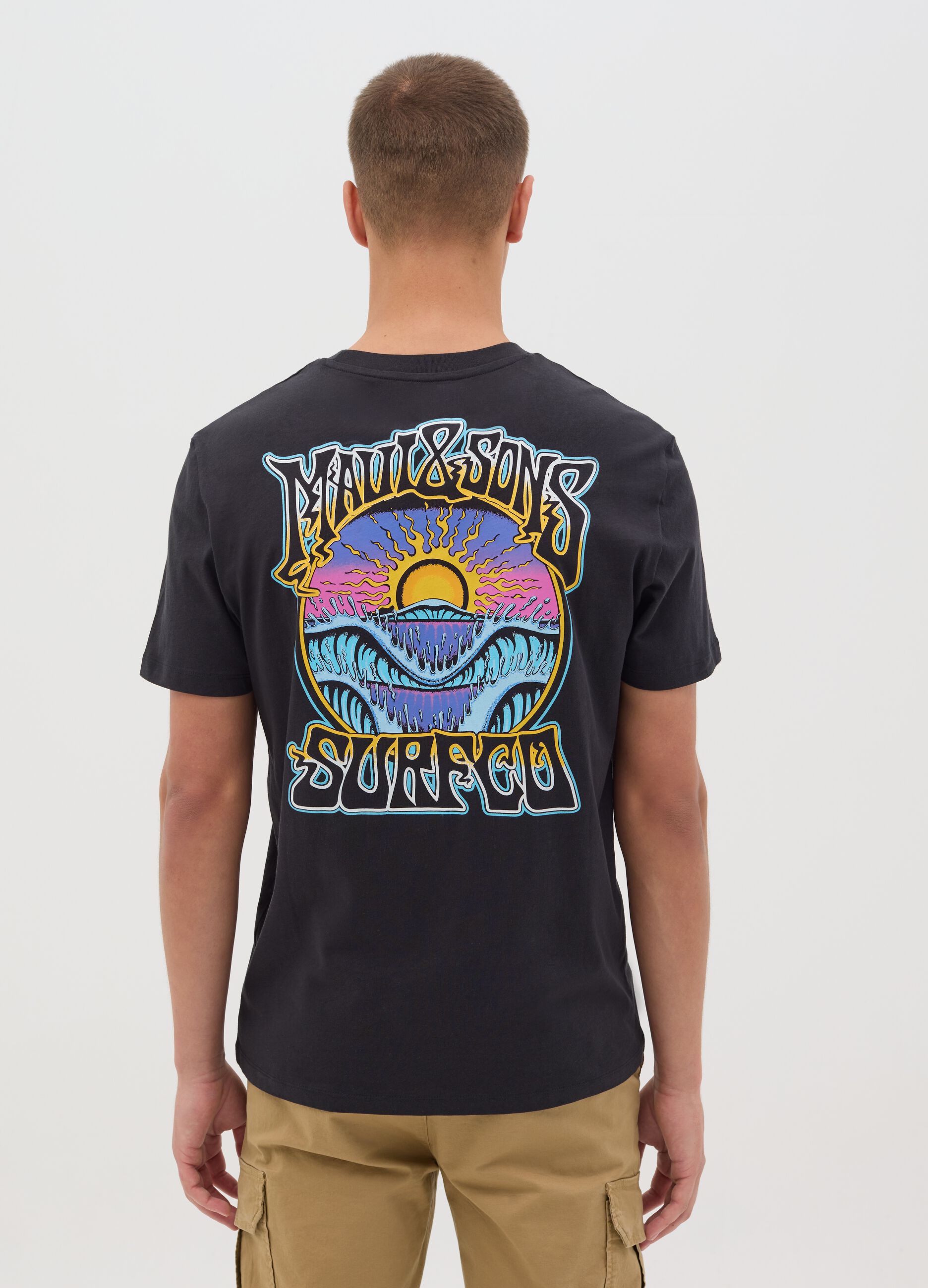 Black T-shirt in pure cotton Maui & Sons licensed