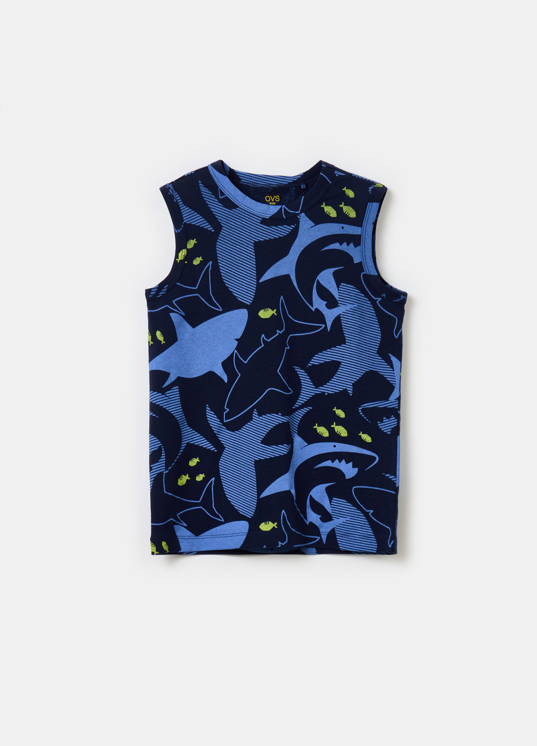 Cotton racerback vest with print
