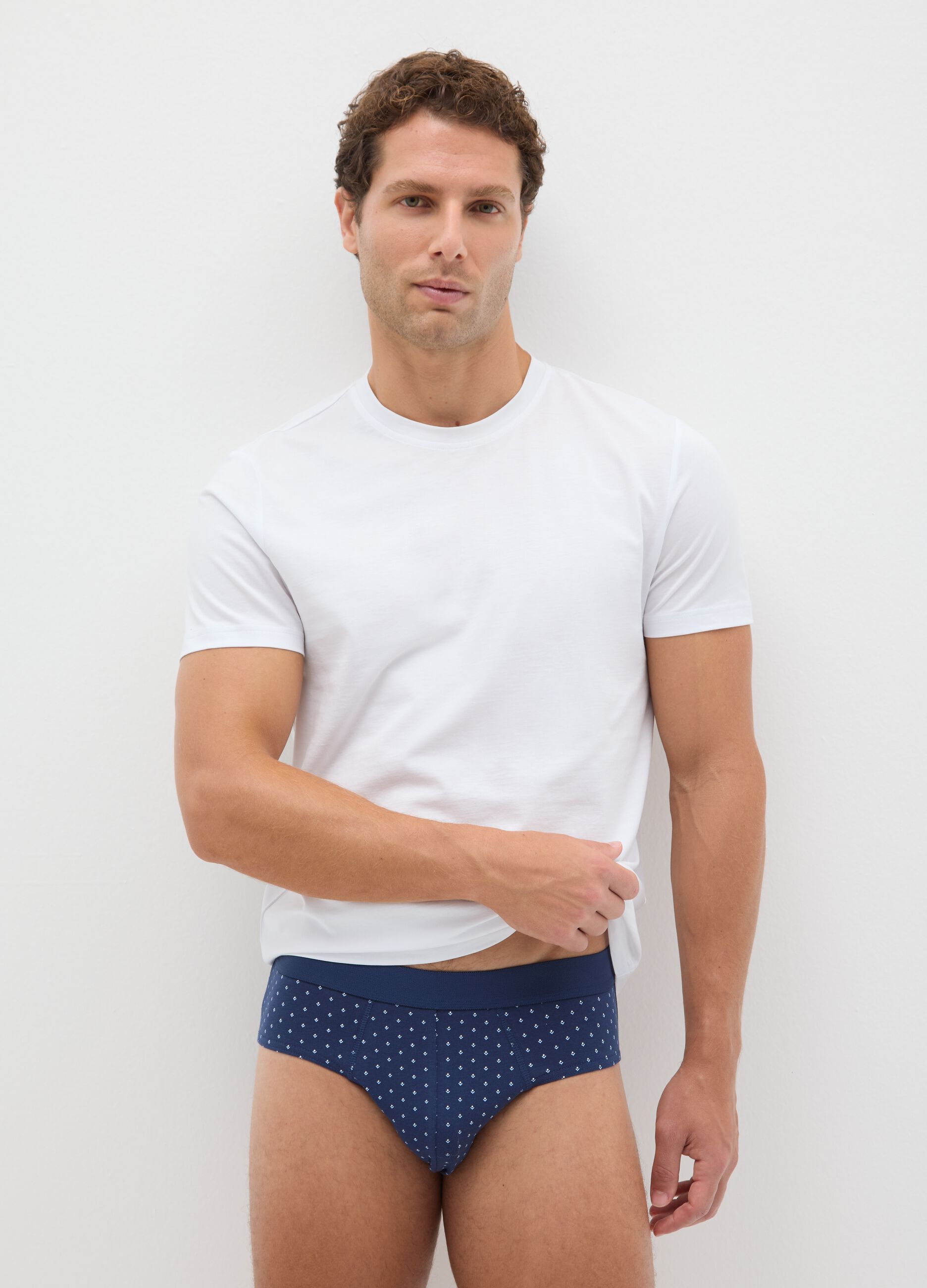 Multicolour regular fit cotton stretch briefs - Tripack