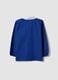 Blue kids&rsquo; school smock with gaming print and white collar_1