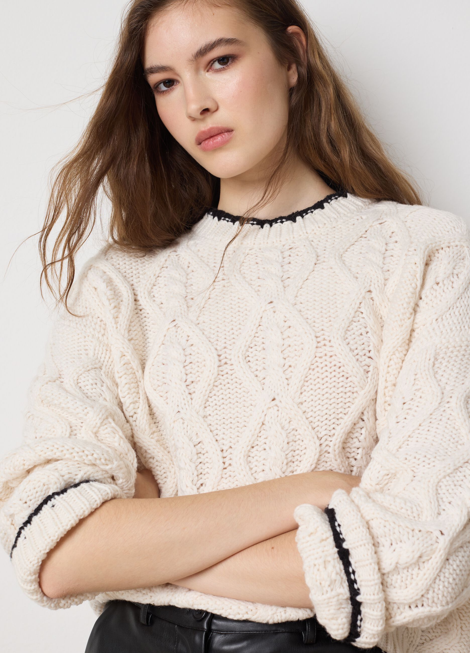 White Wool and Acrylic Jumper