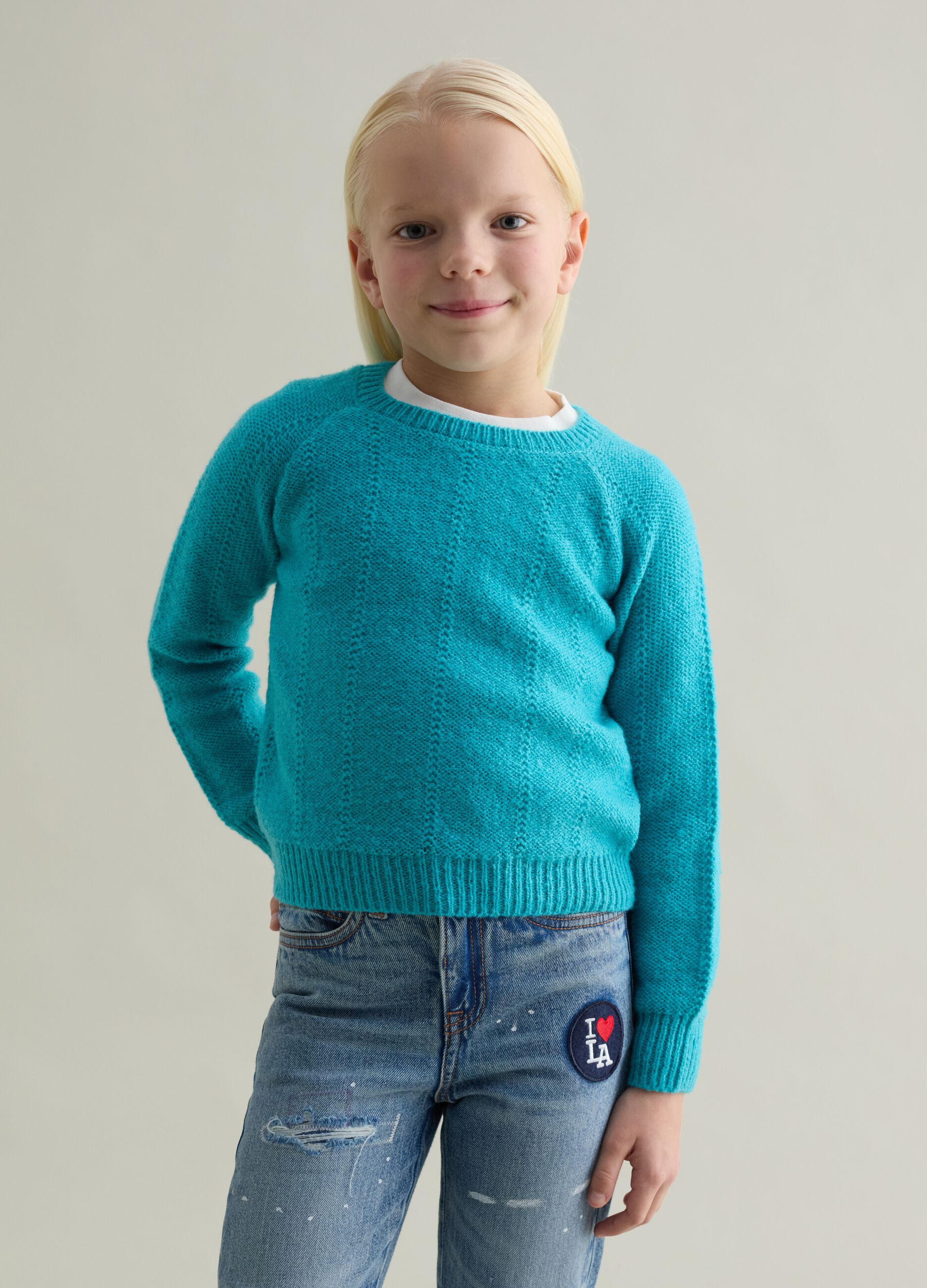 Pullover with pointelle weave