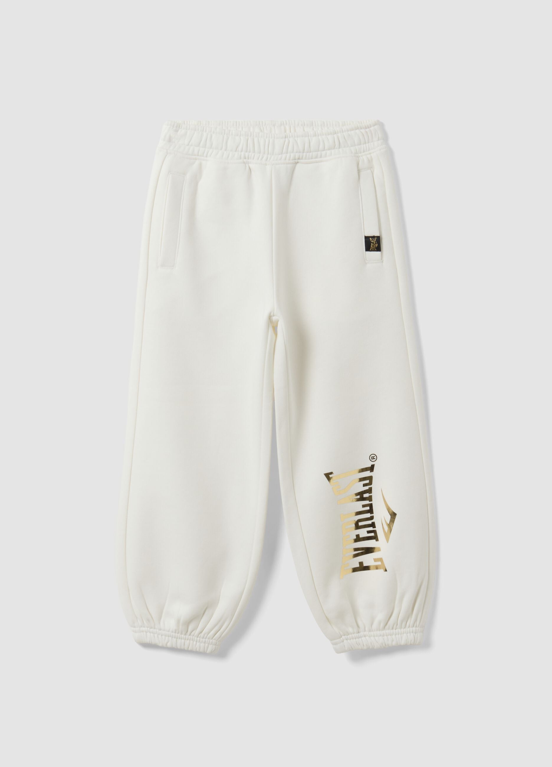White cotton-blend regular-fit joggers for girls