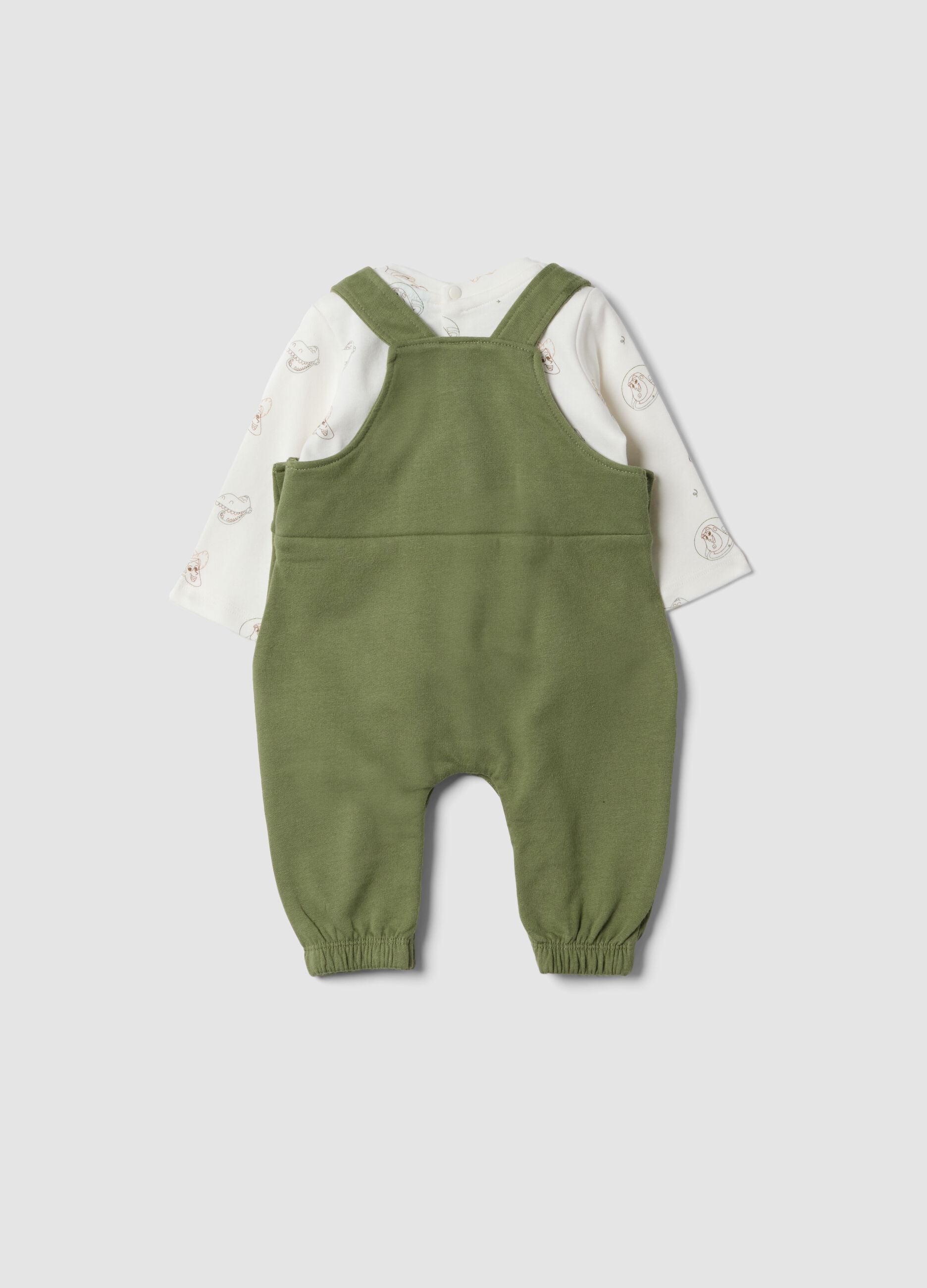 Completo verde in puro cotone organico con stampa Toy Story
