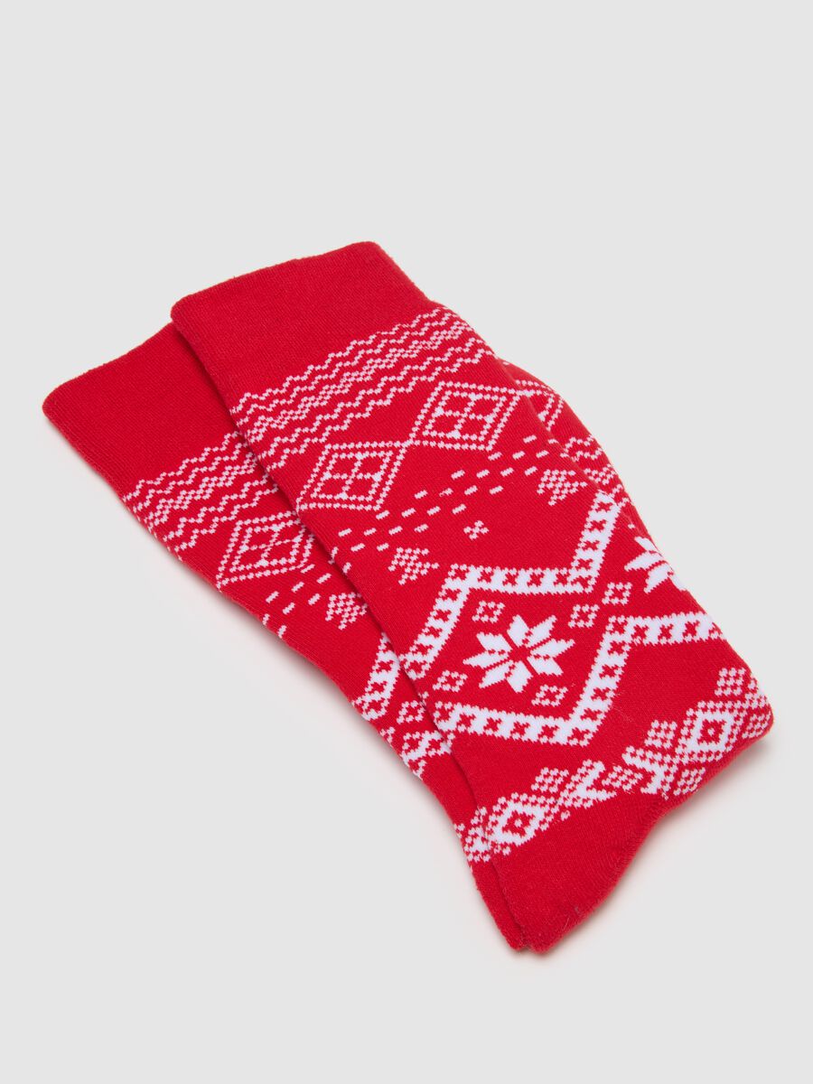Red Elasticated Cotton Blend Christmas Socks_2
