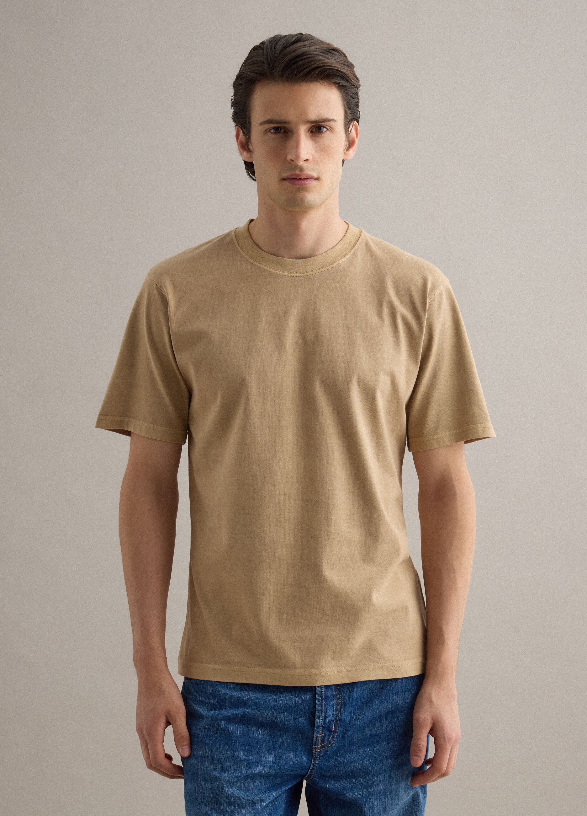 T-shirt in puro cotone beige relaxed fit