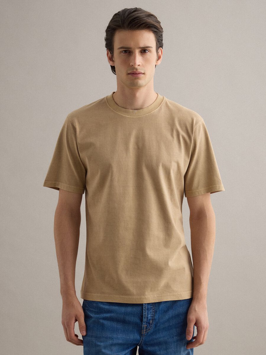 Beige pure cotton T-shirt relaxed fit_0