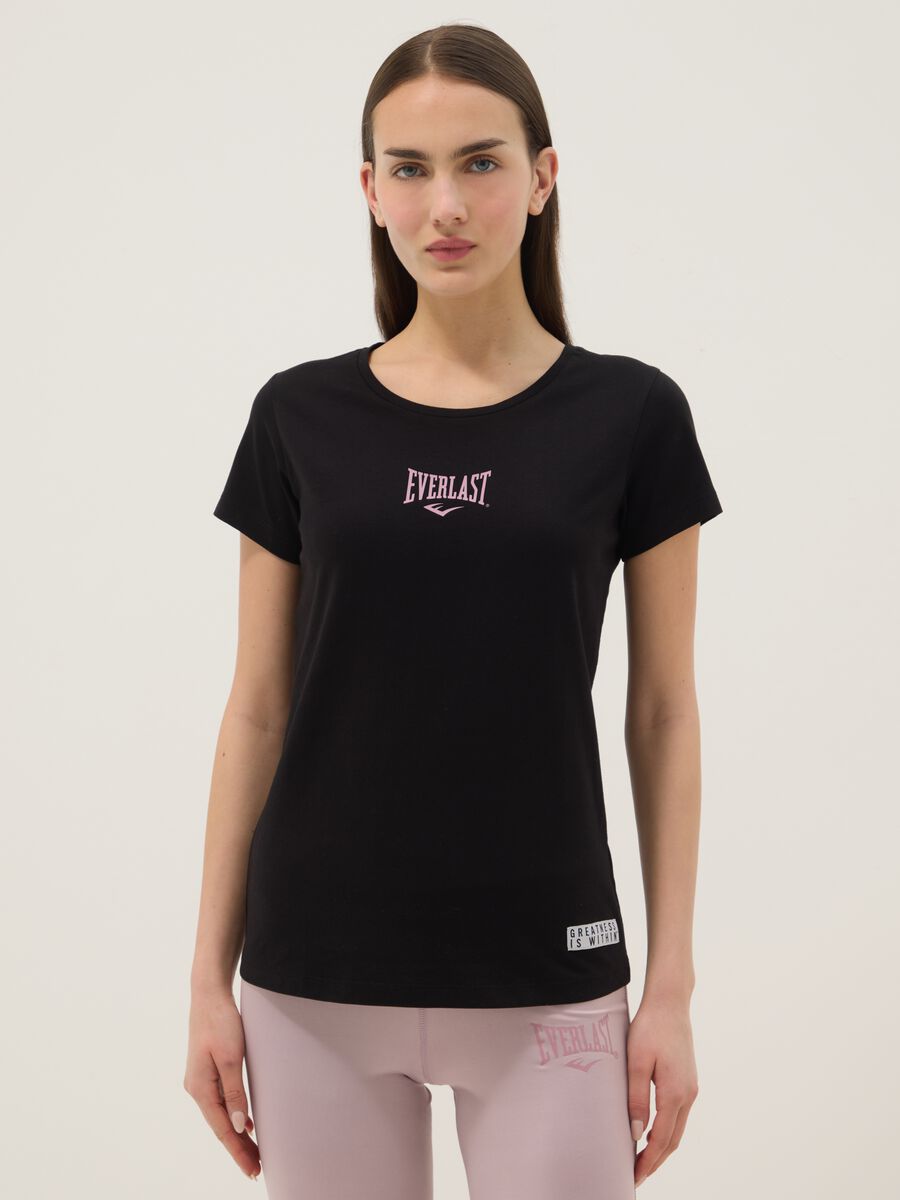 T-shirt in puro cotone nero regular fit con logo_0