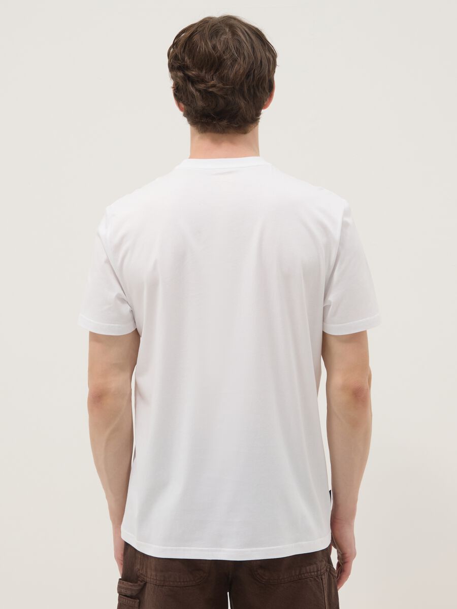 White pure cotton T-shirt with chest print, regular fit_3
