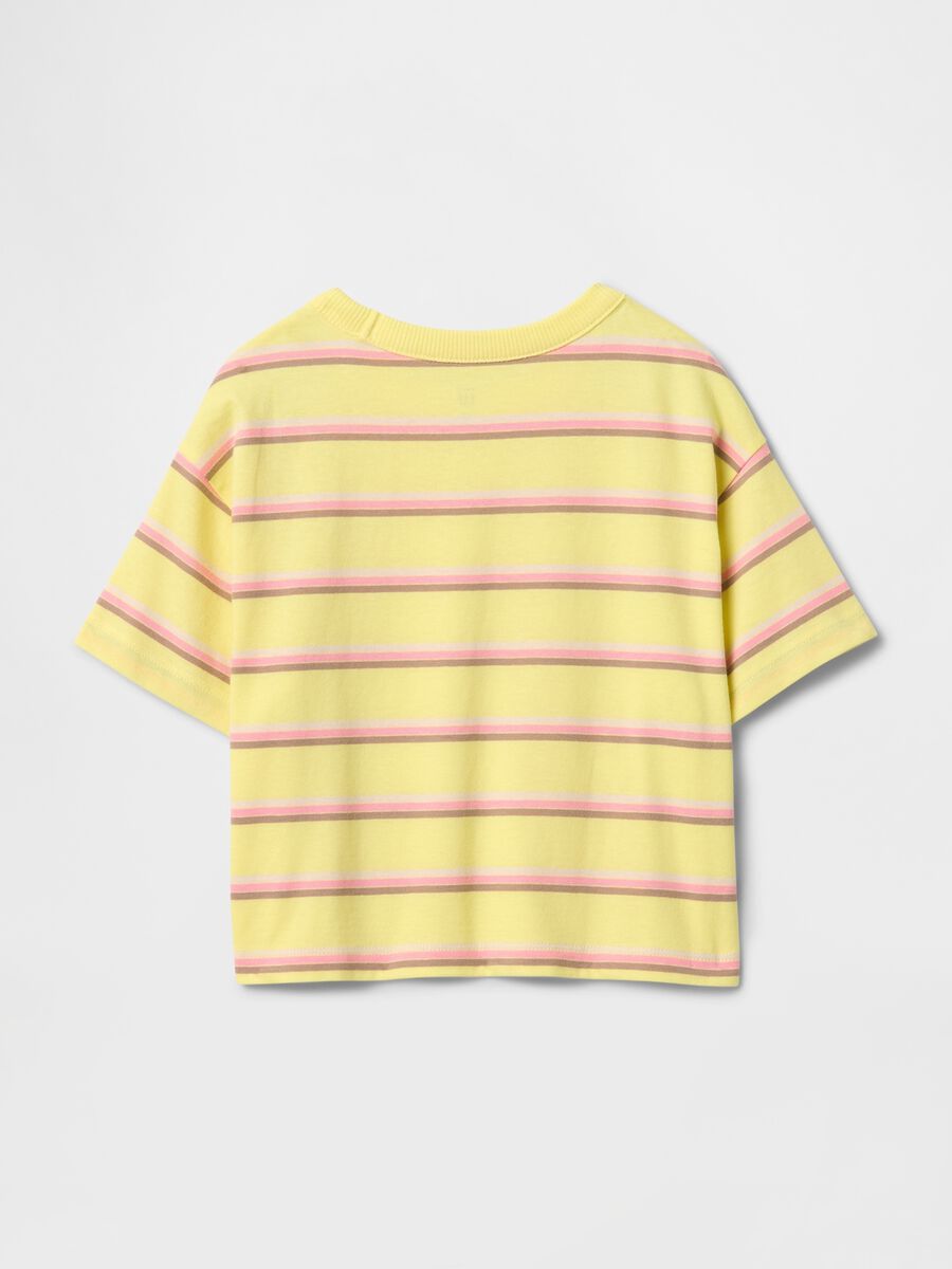 Yellow and pink striped cotton t-shirt for girls_1