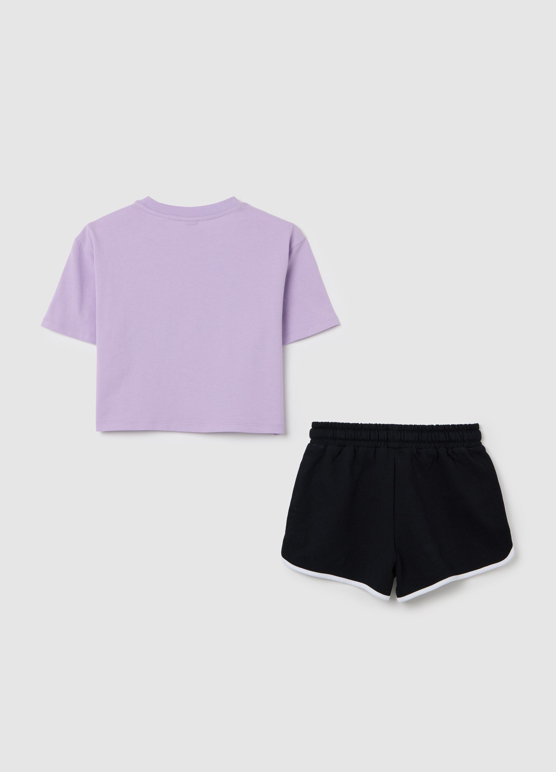 Completo jogging da ragazza in puro cotone viola regular fit con stampa Stitch