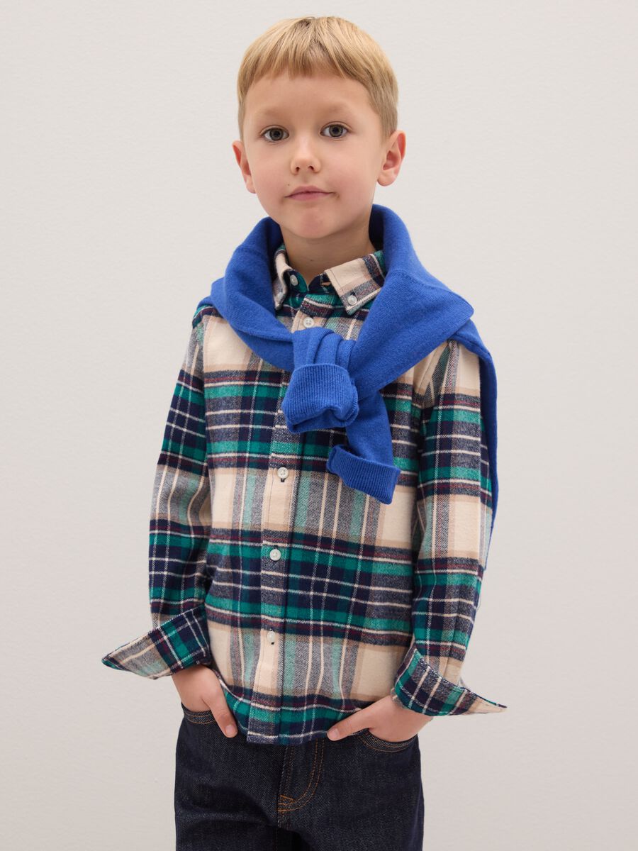 Multi-coloured check shirt for boys in pure cotton regular fit_0