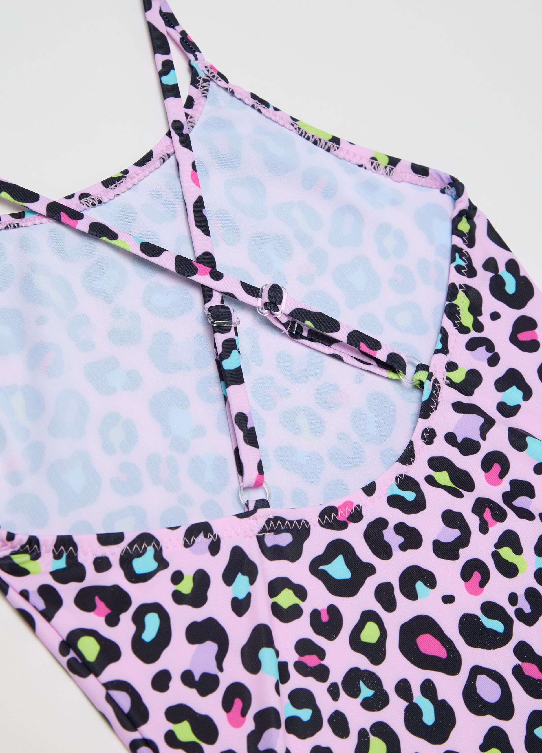 Costume da bagno da bambina in tessuto elasticizzato multicolor