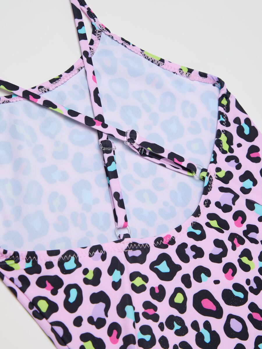 Girls’ swimsuit in multicoloured stretch fabric with print_3