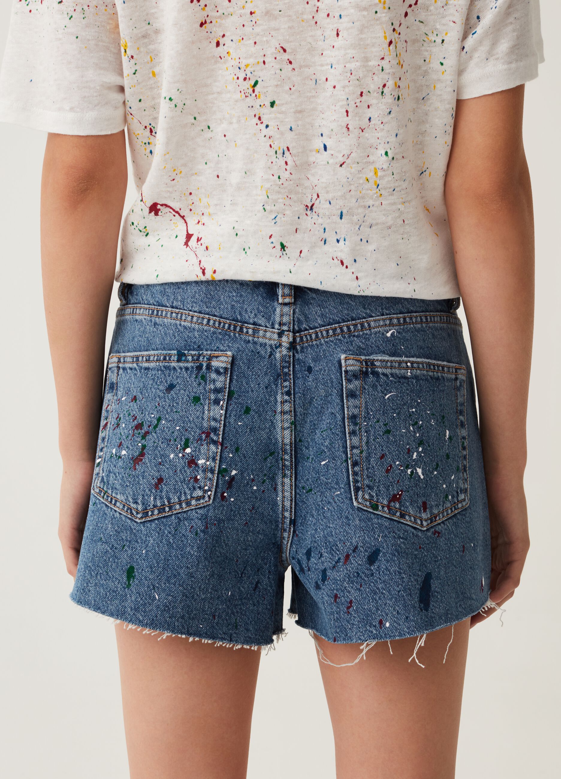Shorts in denim con strappi RE-UP_2