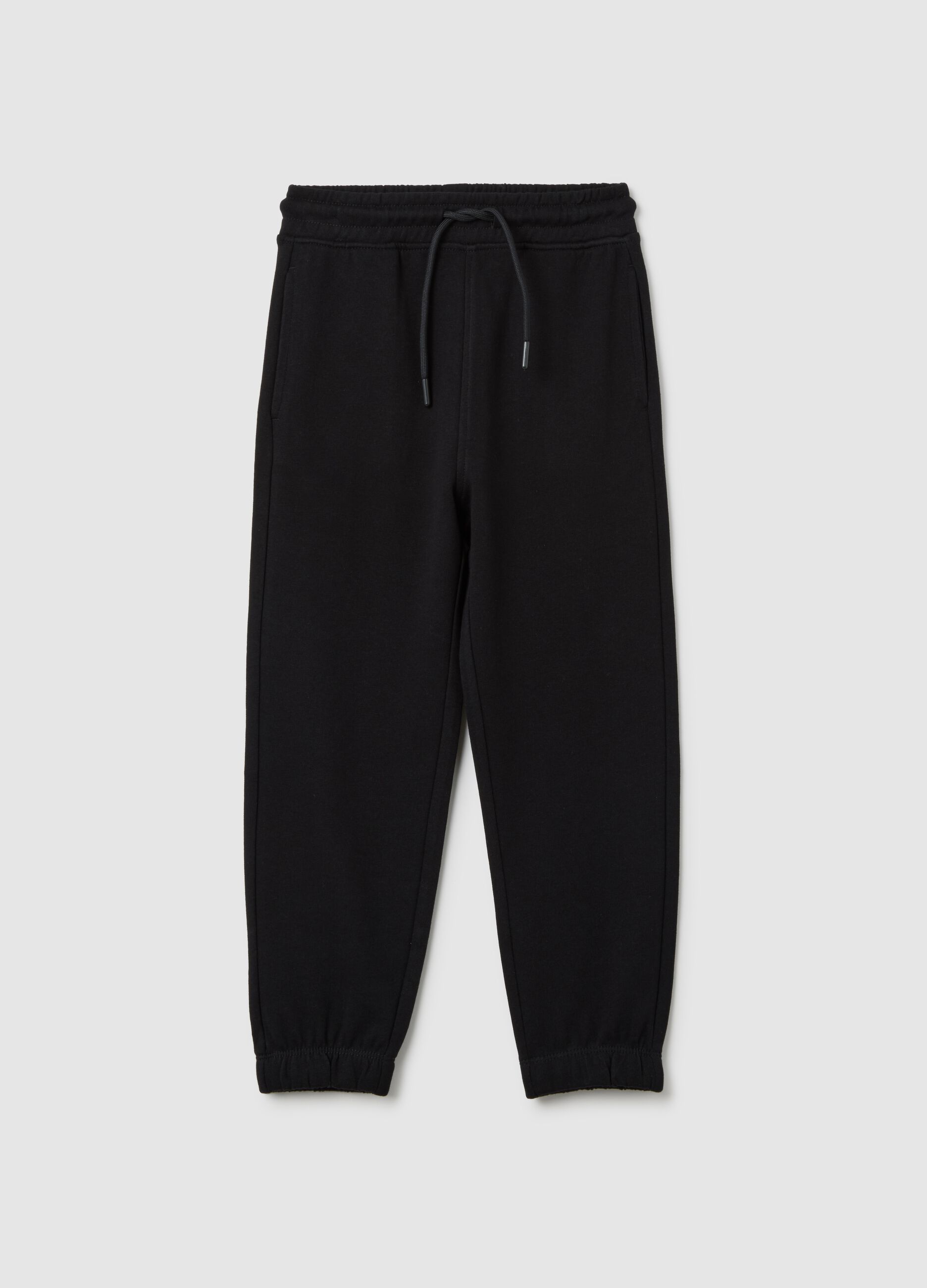 Black pure cotton regular fit kids' jogger trousers