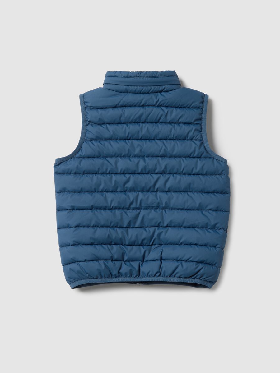 Blue padded children's gilet, regular fit, water repellent with zip_1