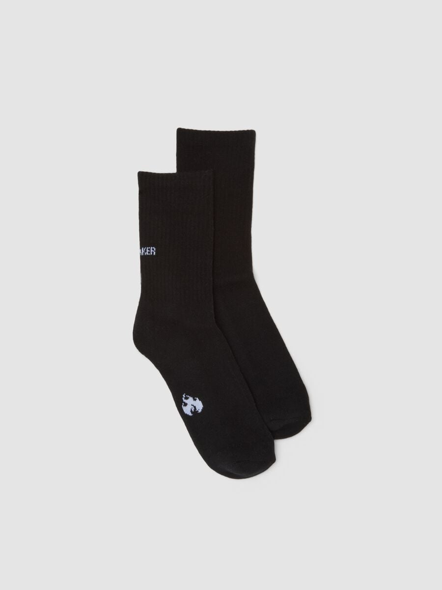 Calze sportive nere in cotone elasticizzato_0