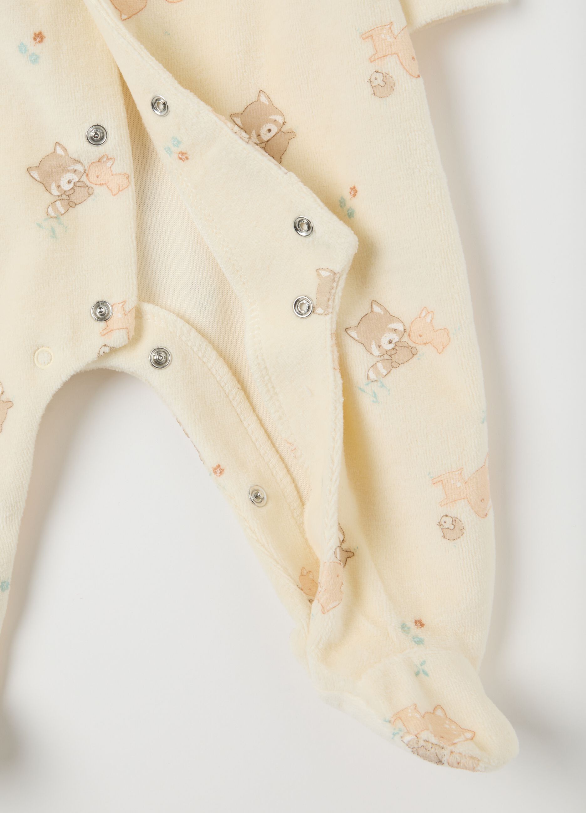 Bipack tutine da neonati in velour multicolor con chiusura snap