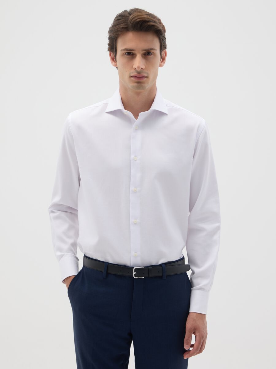 Camicia da uomo in puro cotone bianca easy iron_0