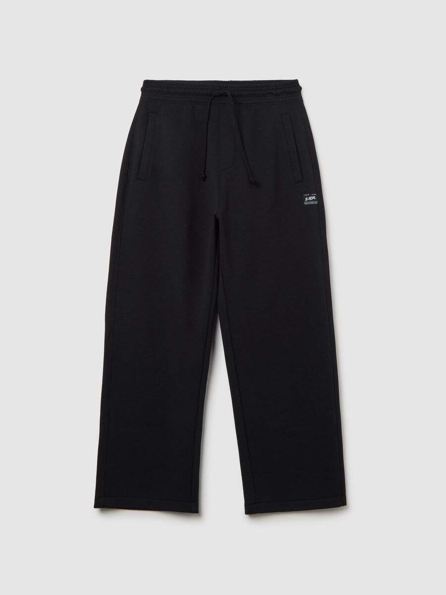 Pantaloni in misto cotone nero relaxed fit_4