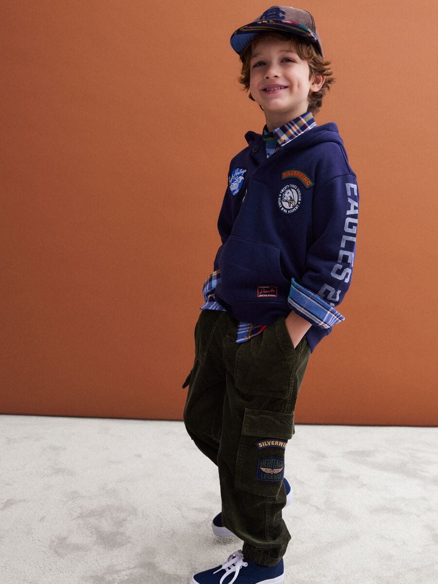 Jogger cargo verdi in puro cotone relaxed fit_0