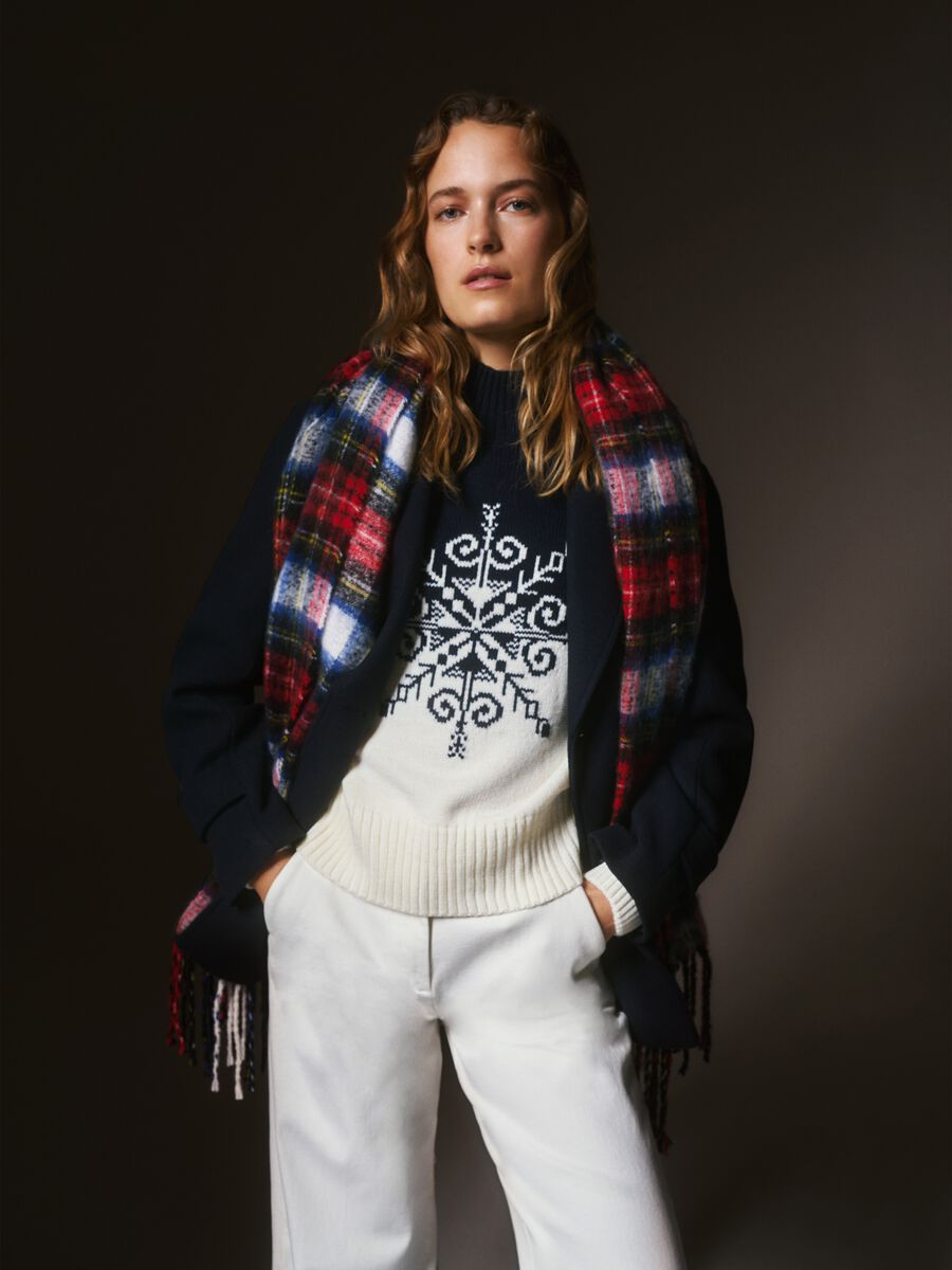 Multicolour turtleneck sweater with oversized fit and jacquard pattern_0