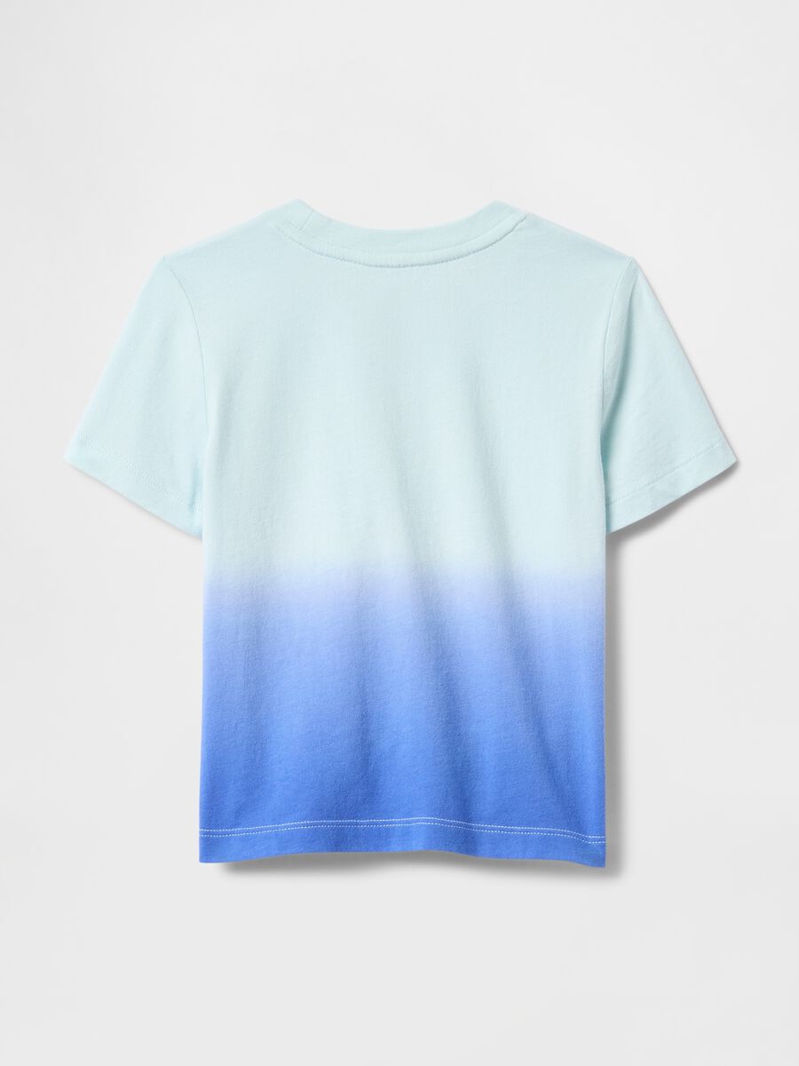 Sky blue and navy gradient T-shirt with front pocket_1