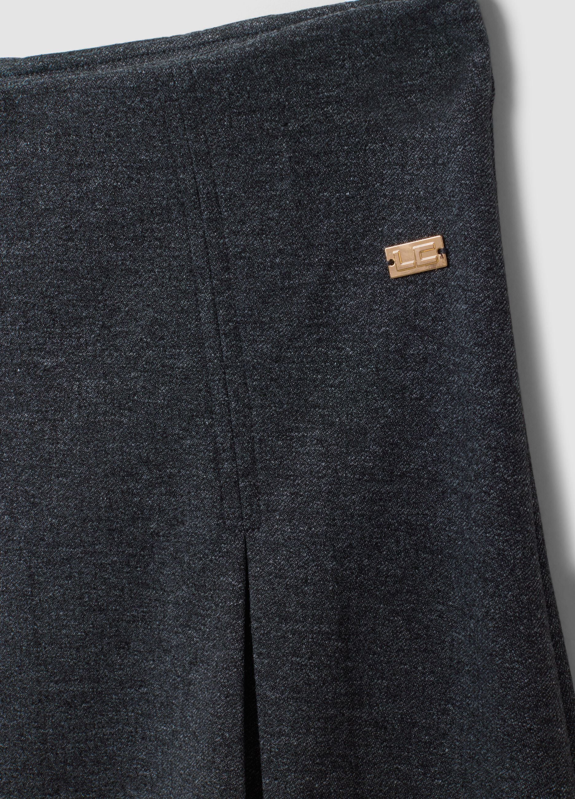 Long grey stretch-viscose skirt, regular fit