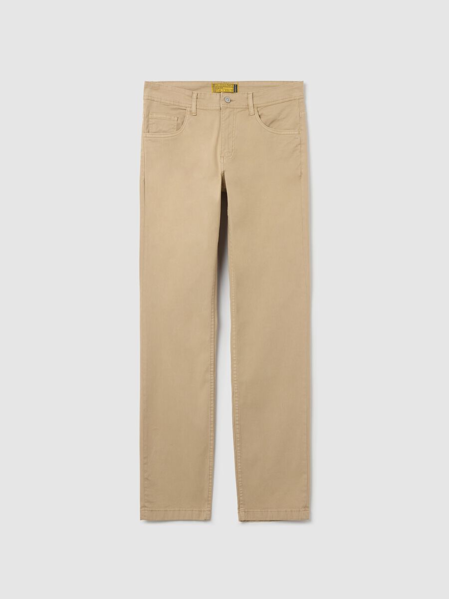 Beige slim-fit trousers in stretch cotton_4
