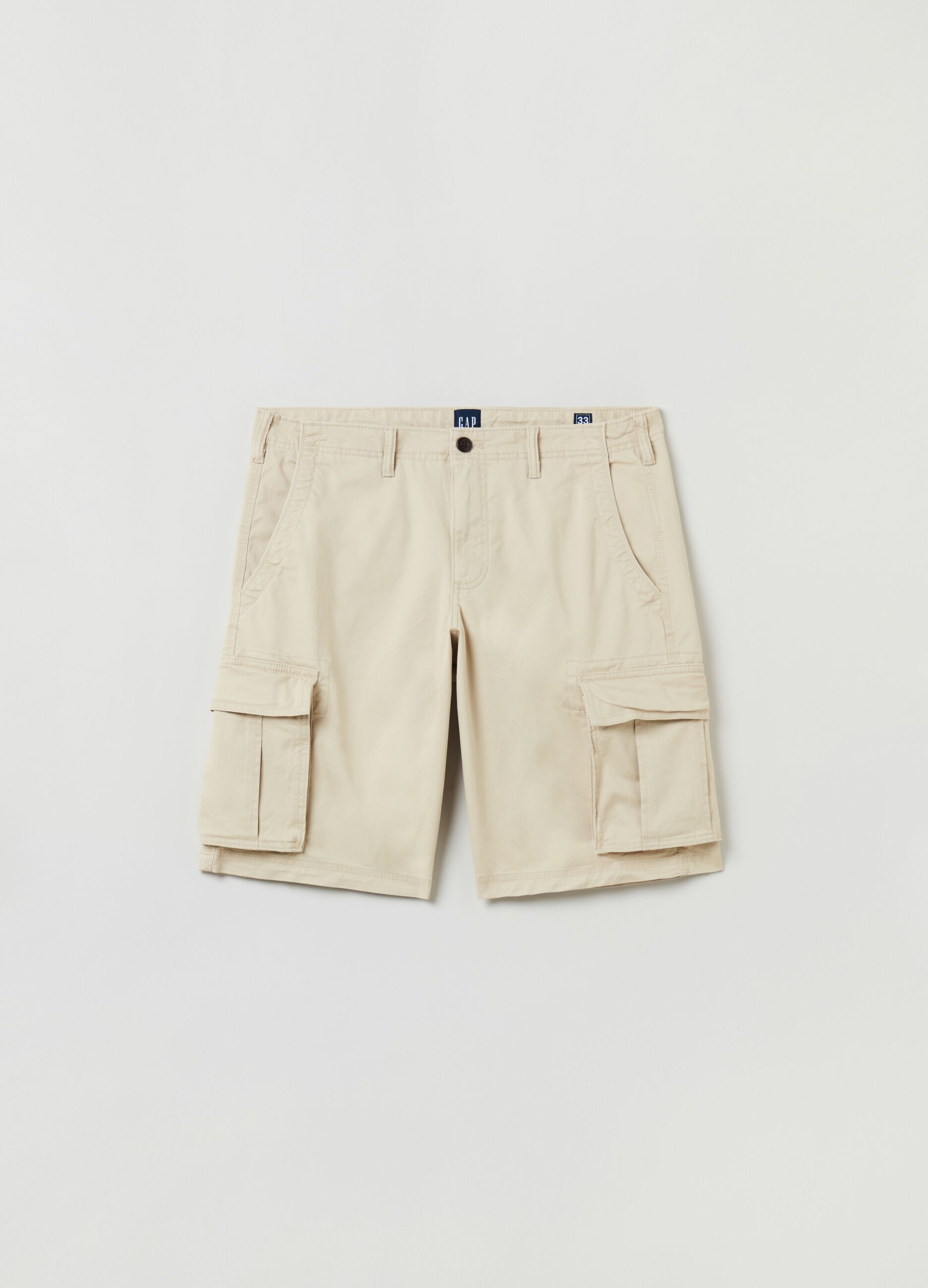 Bermuda cargo shorts in cotton and Lyocell