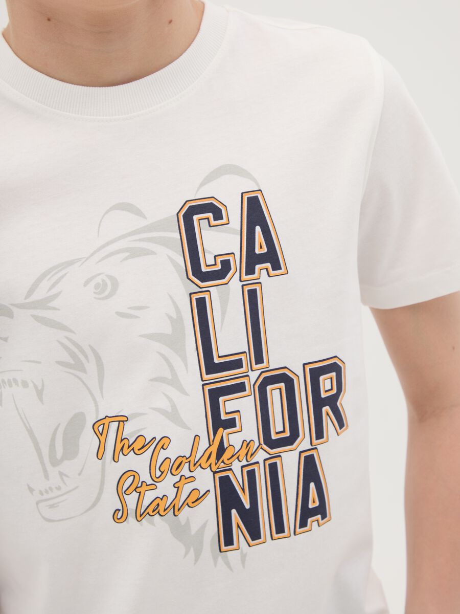 White cotton T-shirt with print_1