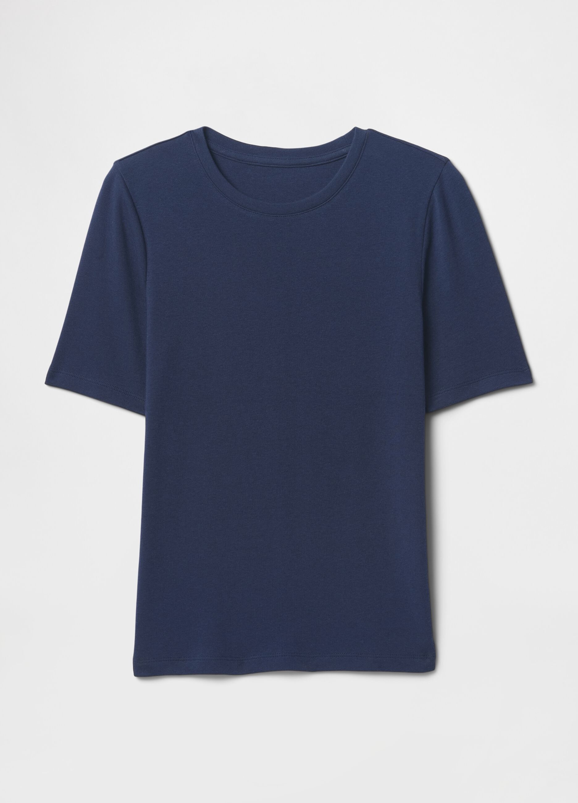 Dark blue cropped short sleeve T-shirt