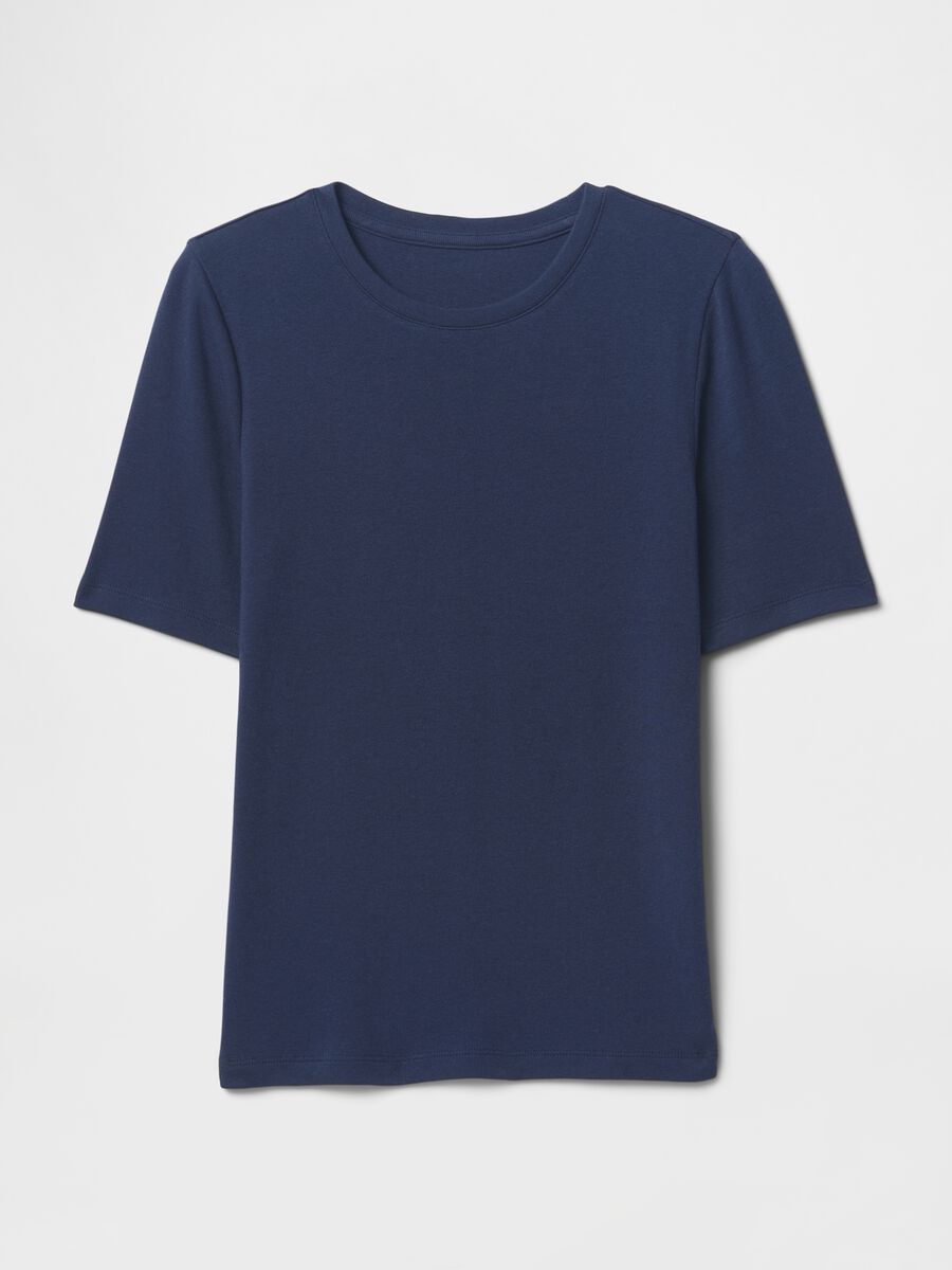 Dark blue cropped short sleeve T-shirt_3