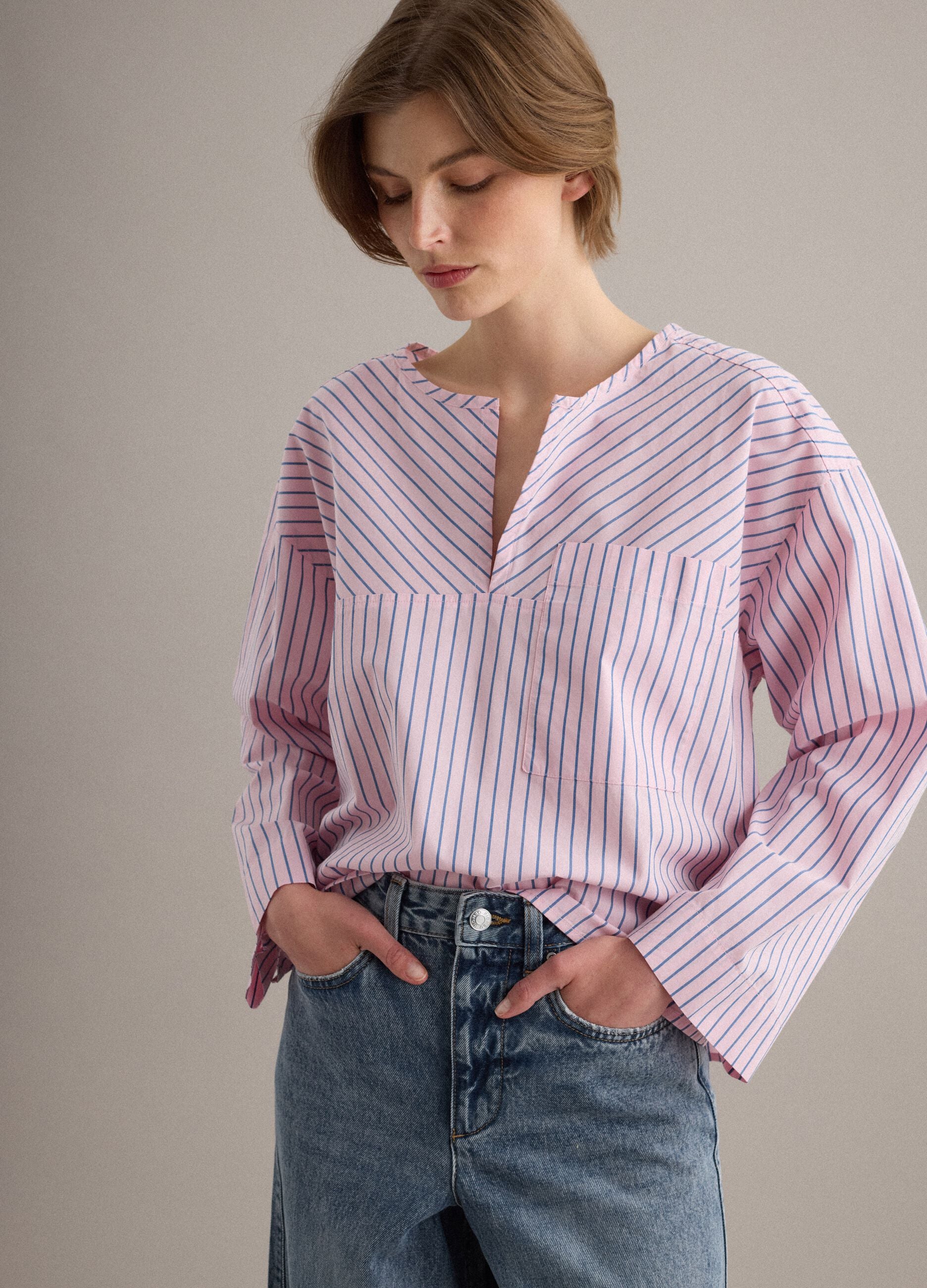 Regular-fit multicolour striped pure cotton shirt with chest pocket