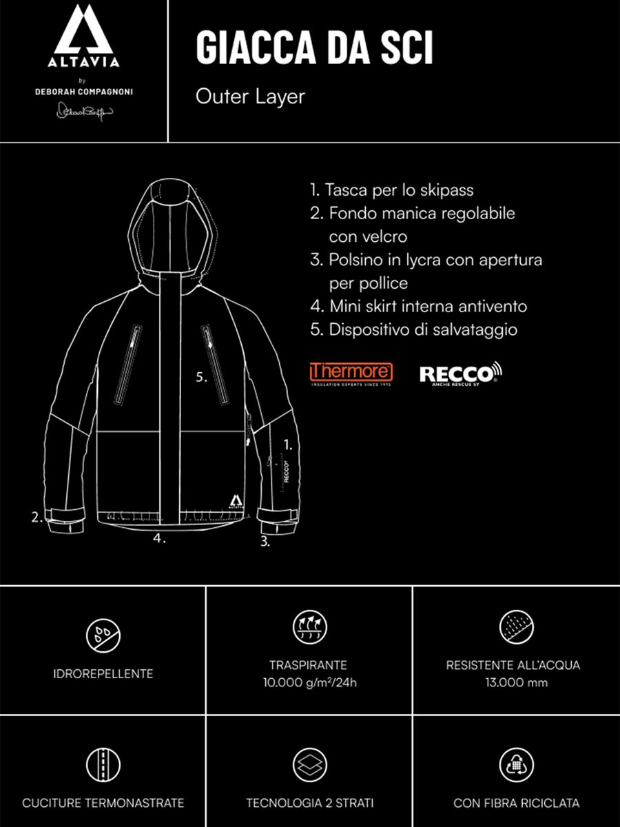 Ski jacket with velvet inserts ALTAVIA WITH DEBORAH COMPAGNONI_2