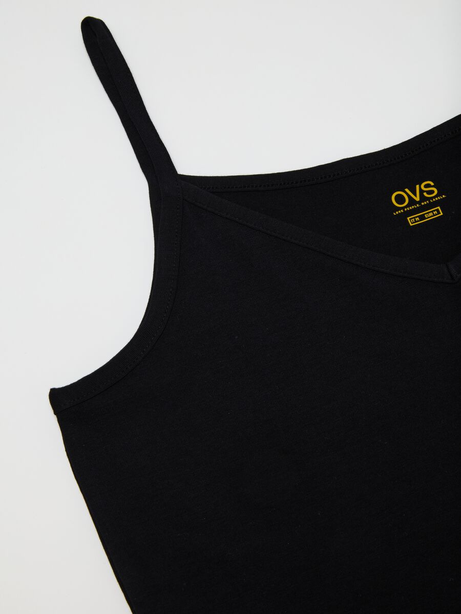 Top da donna in cotone elasticizzato nero regular fit_5