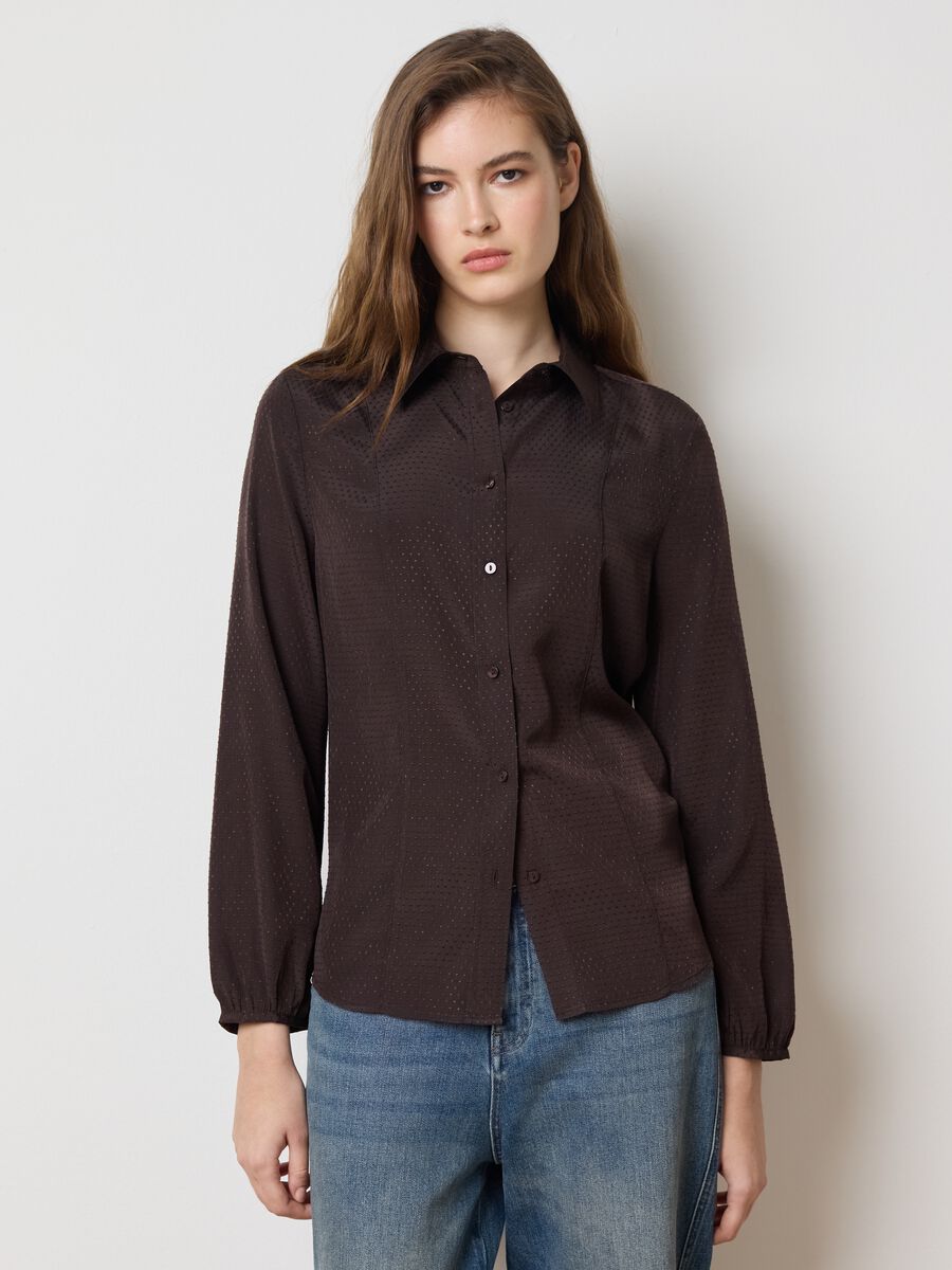 Brown Satin Regular Fit Shirt_0
