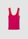 Pink pure cotton ribbed tank top_4