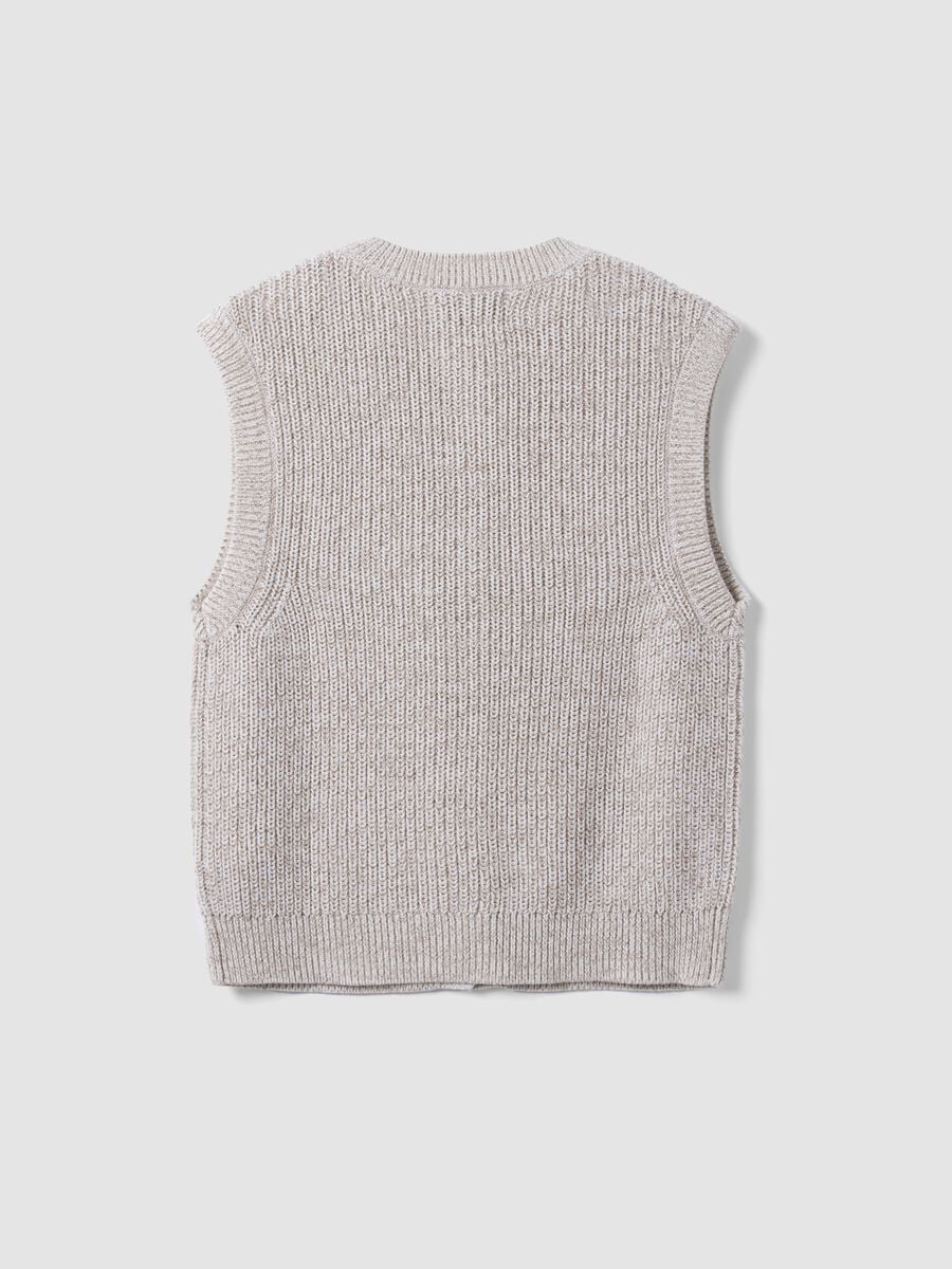 Gilet bianco in puro cotone a maglia con girocollo regular fit_6