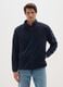Regular Fit Blue Fleece Jacket with Zip_0