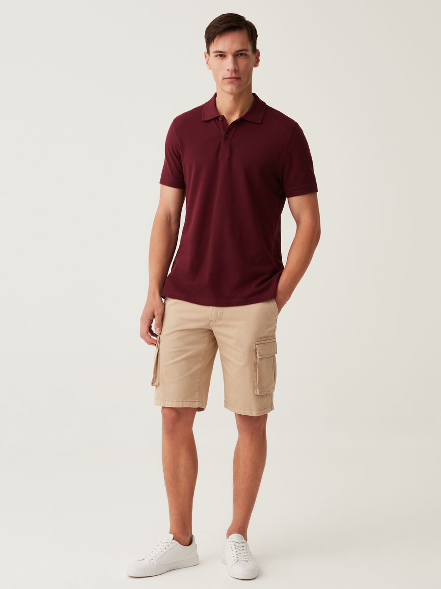 Textured cotton cargo Bermuda shorts_0