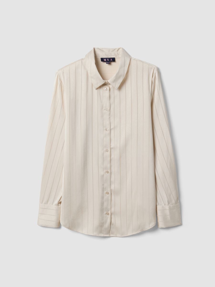 Grey striped shirt with classic collar, regular fit_0