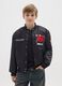 Kids' black bomber jacket regular fit with Chicago Bulls print_0