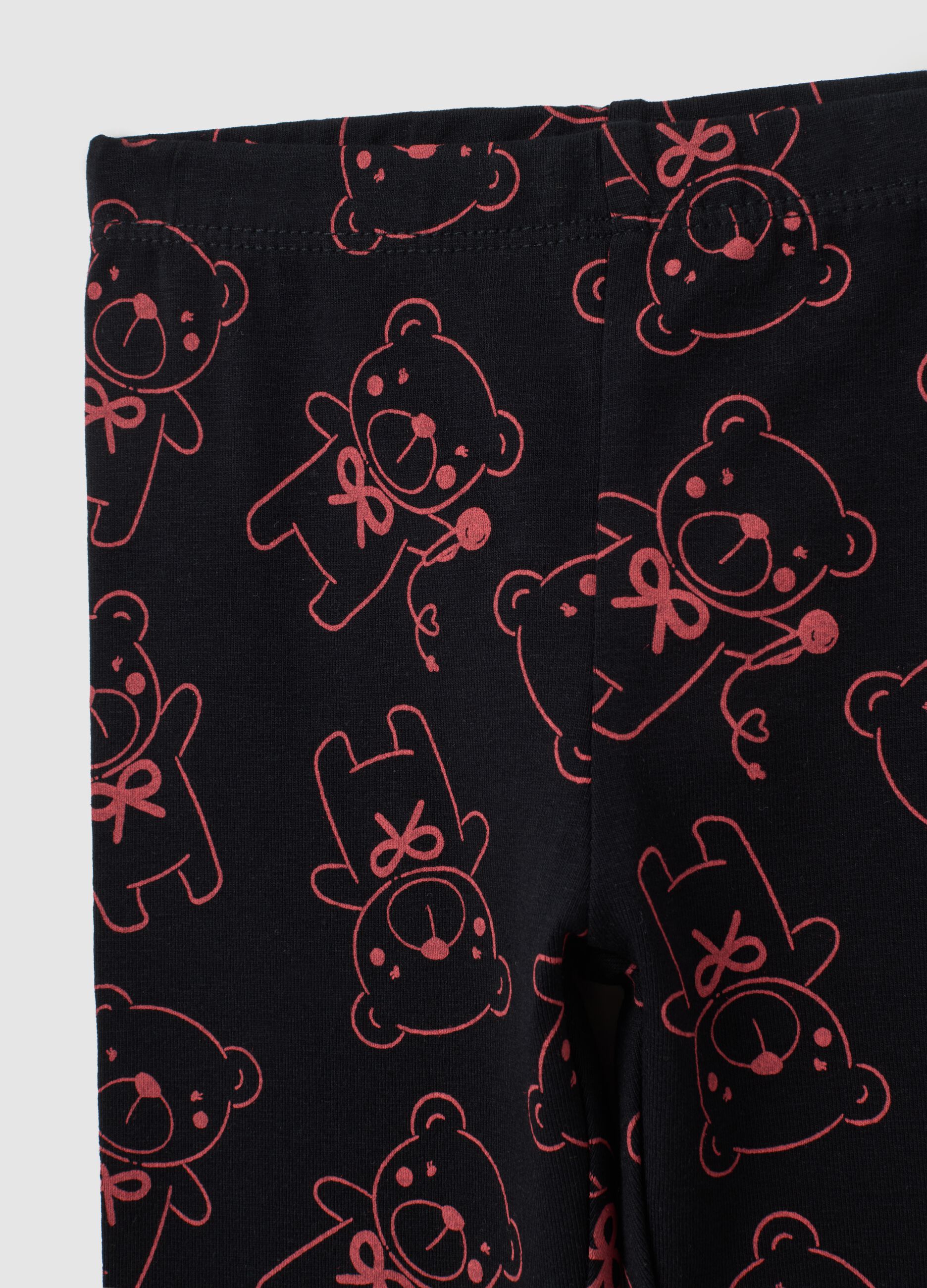Leggings da bambina in cotone elasticizzato nero