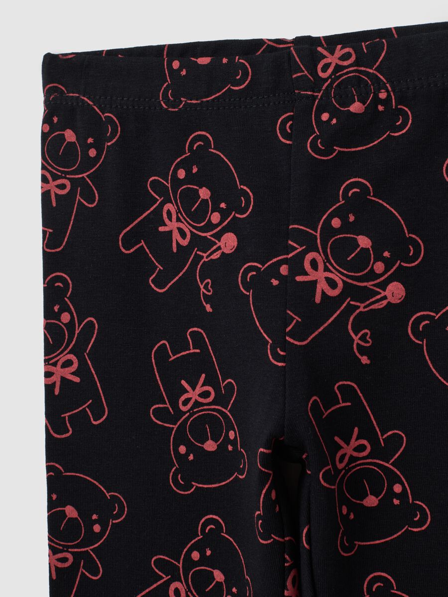Leggings da bambina in cotone elasticizzato nero_2